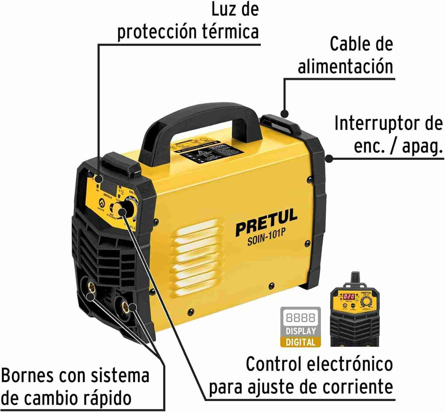 Soldadora inversora 100A 127V ligera y compacta Pretul - Imagen 2