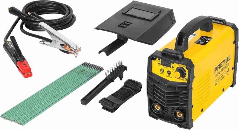 Soldadora inversora 130A Bi-voltaje 127/220V ligera y compacta Pretul