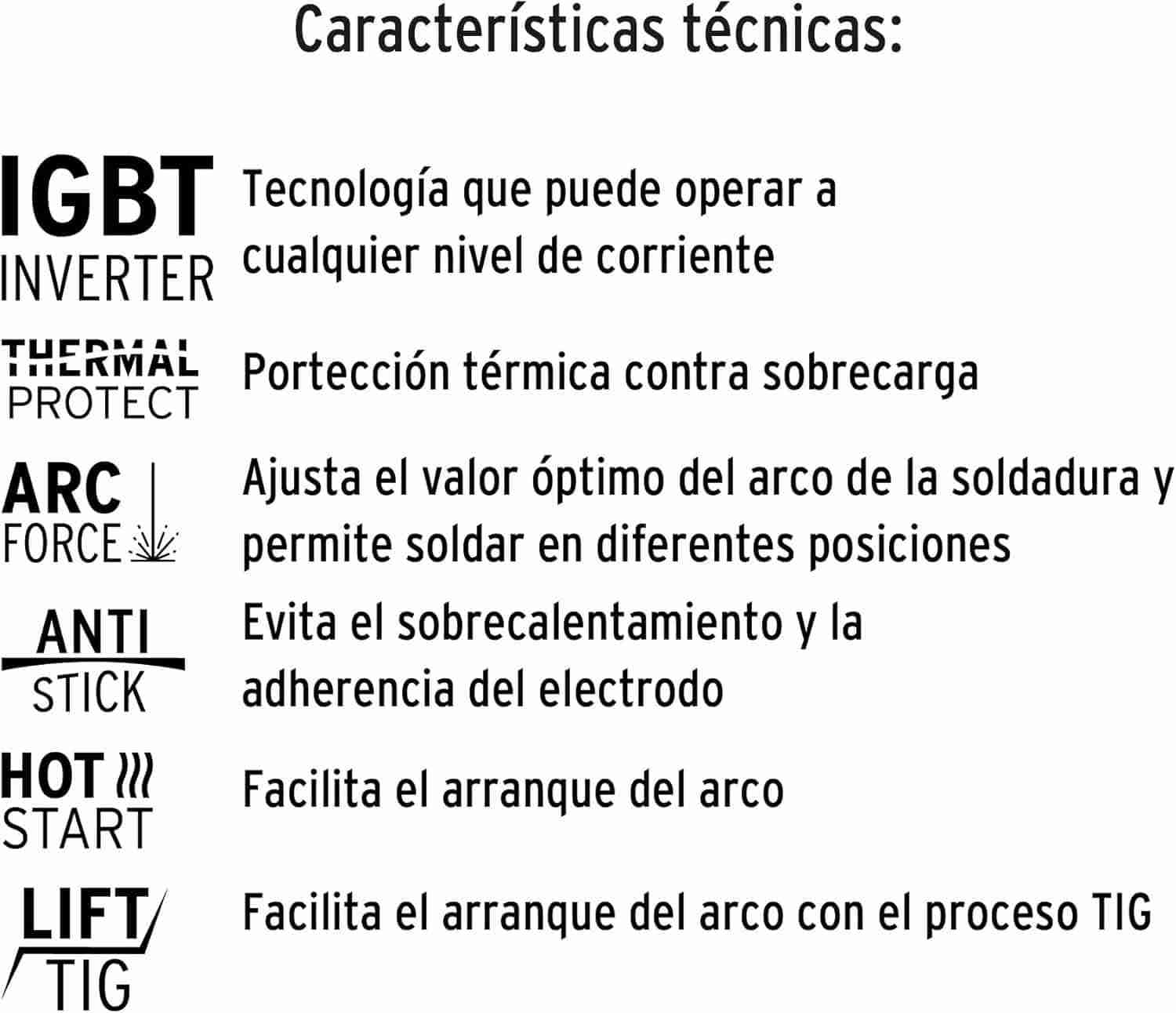 Soldadora inversora 160 A Pretul con tecnología IGBT, protección térmica, Arc Force, Anti Stick, Hot Start y Lift TIG
