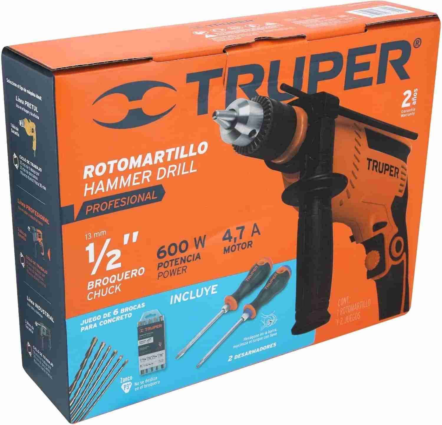 Rotomartillo Truper 600W Combo Brocas y Desarmadores - Imagen 2