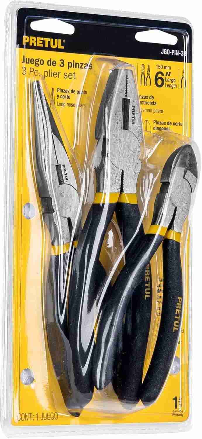 Pinzas Pretul Set 3 piezas 6 y 8 pulgadas PVC