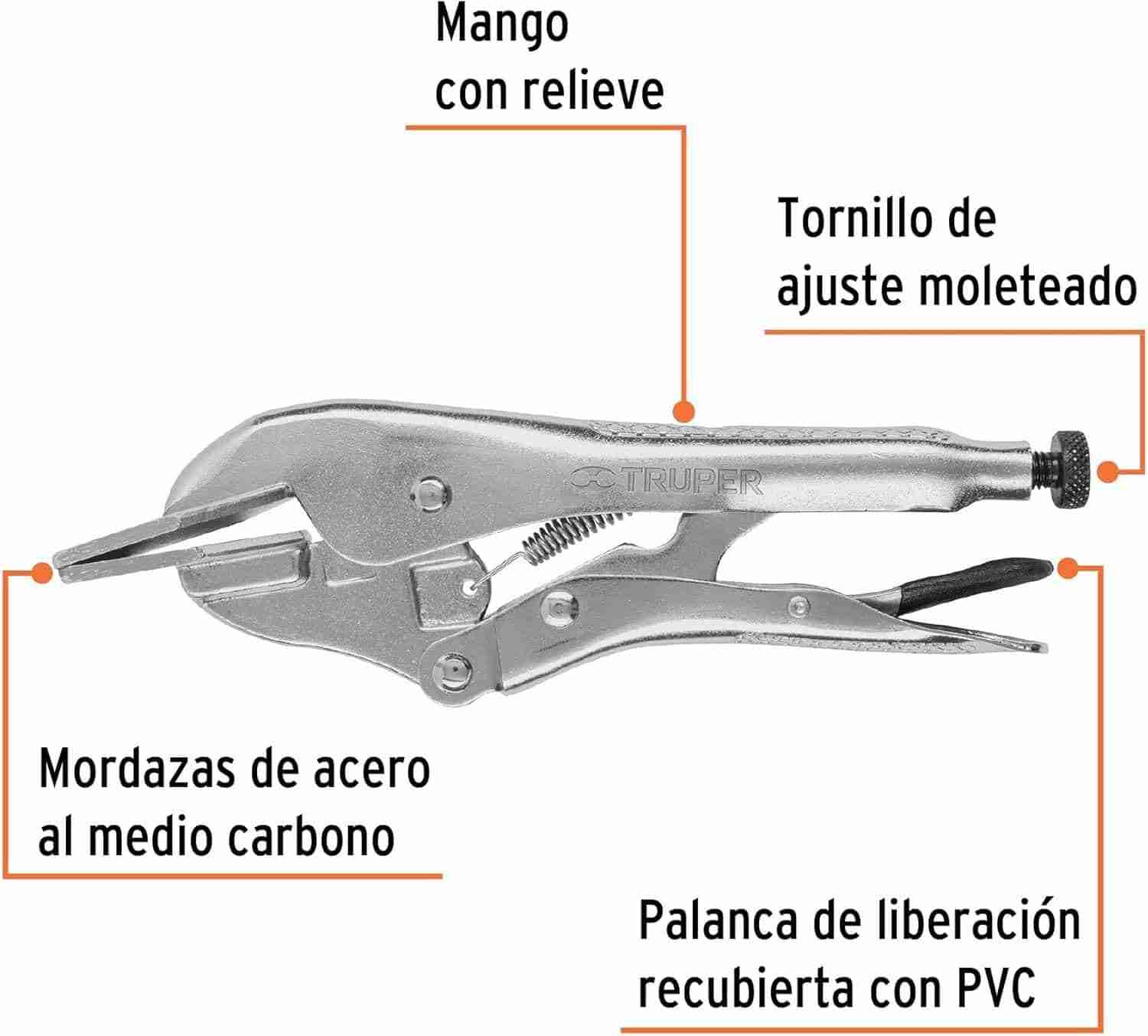 Pinza de Presión Truper 8" Mordazas Acero al Carbono - Imagen 2