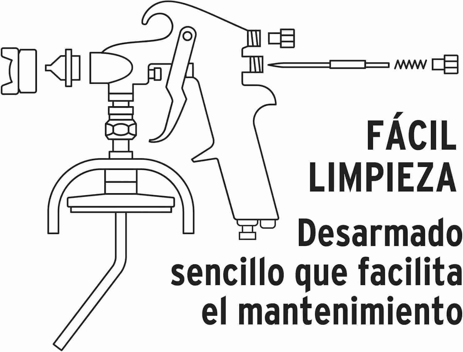 Diagrama de desarmado de la pistola para pintar HVLP Truper que facilita la limpieza y el mantenimiento