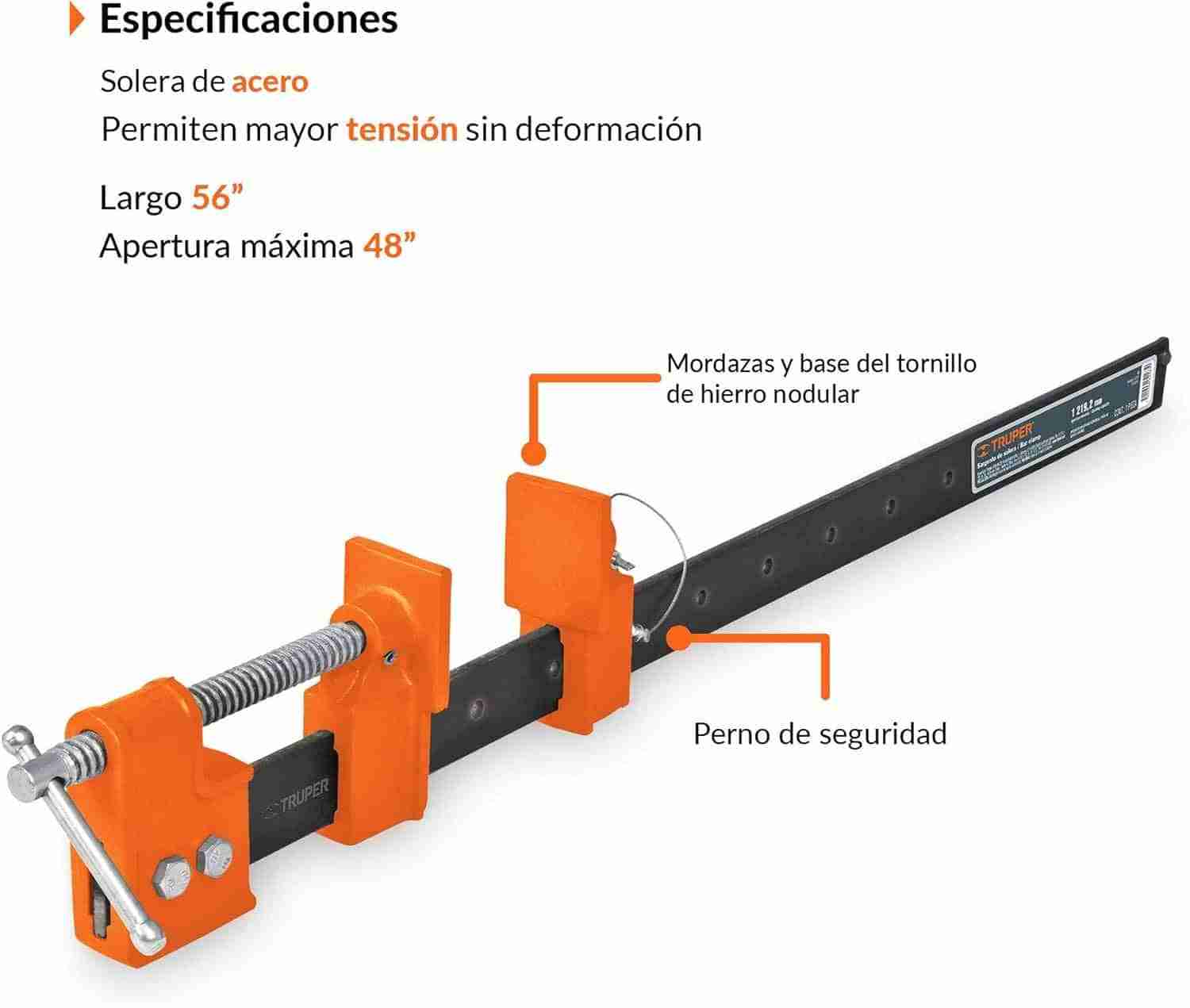 Sargento de Solera 48" Truper S4 Acero Carpintería - Imagen 2