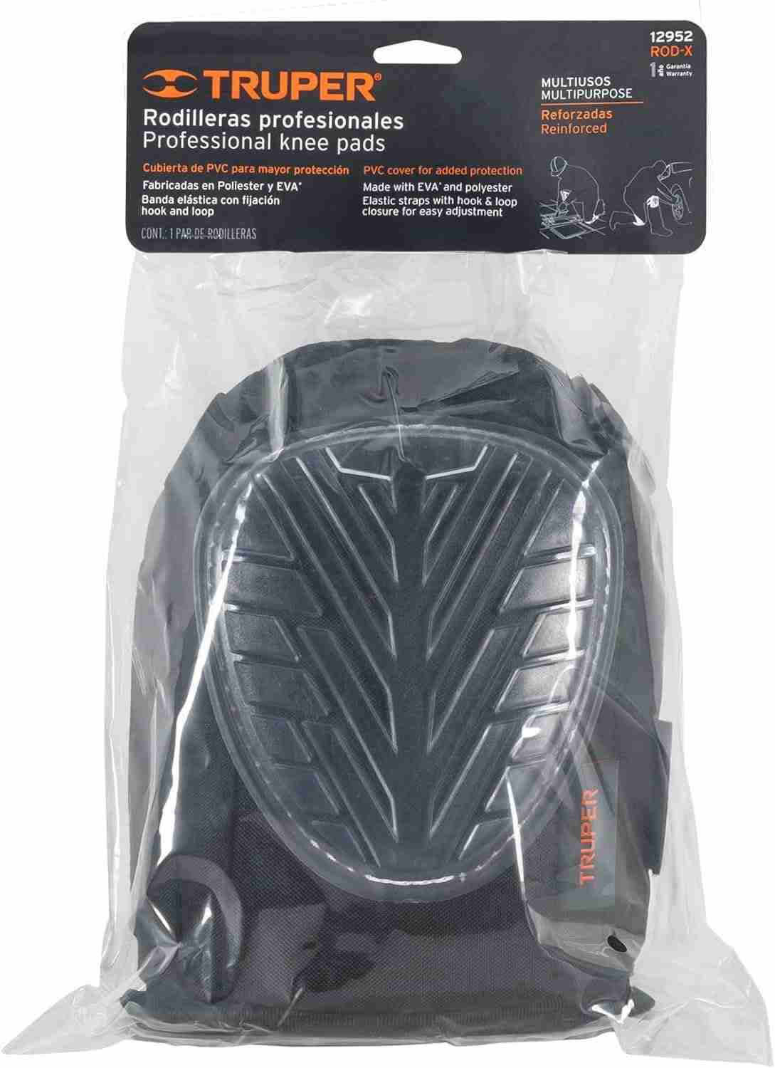 Empaque de las rodilleras de gel Truper ROD-X código 12952, rodilleras profesionales reforzadas multiusos, 1 par