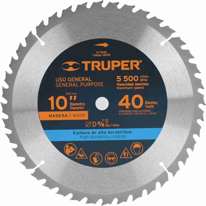 Disco Sierra para Madera 10" 30 Dientes Truper 5/8"
