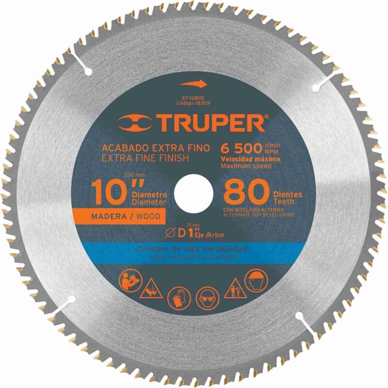 Disco Sierra 10" Madera 80 Dientes Truper ST-1080E