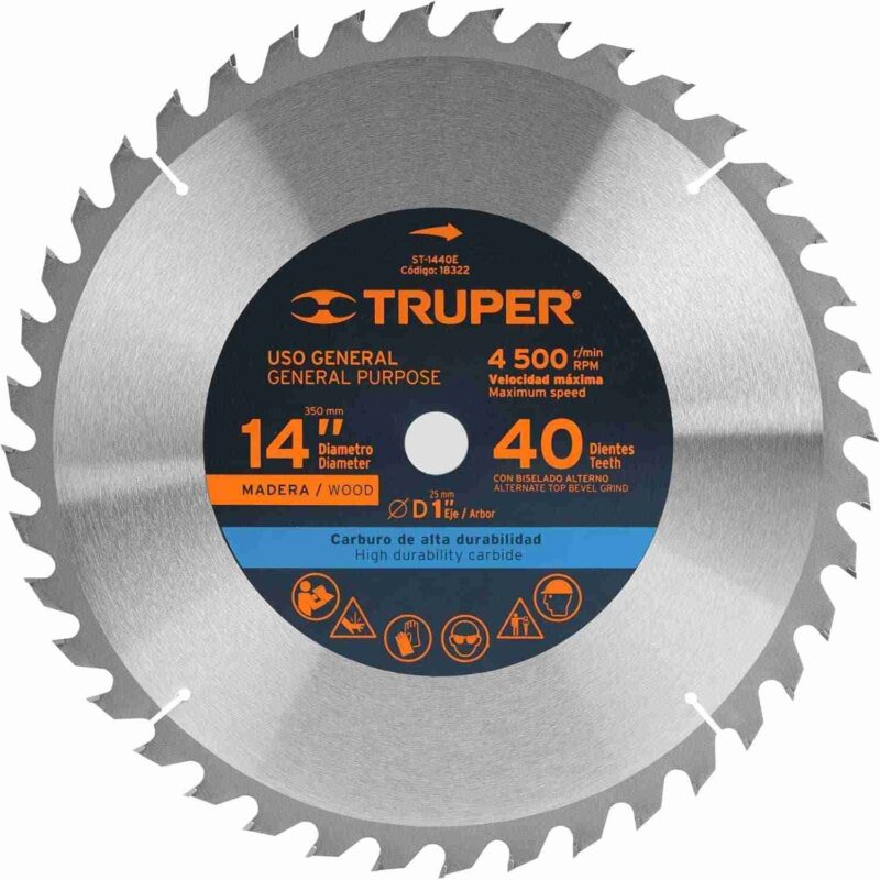 Disco Sierra Madera 14" Truper ST-1440E 40 Dientes