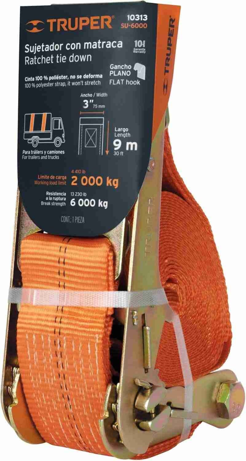 Sujetador con Matraca Truper 6000 kg Gancho J