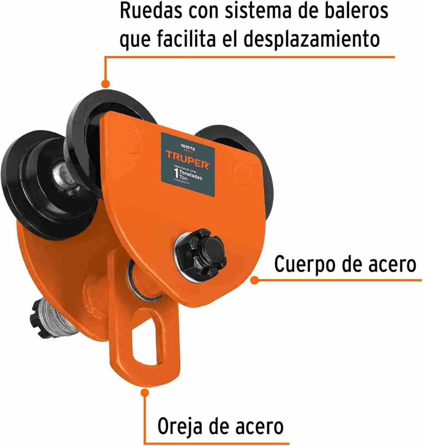Trole de Carga Truper TRO-1 1 Tonelada Vigas IPS - Imagen 2