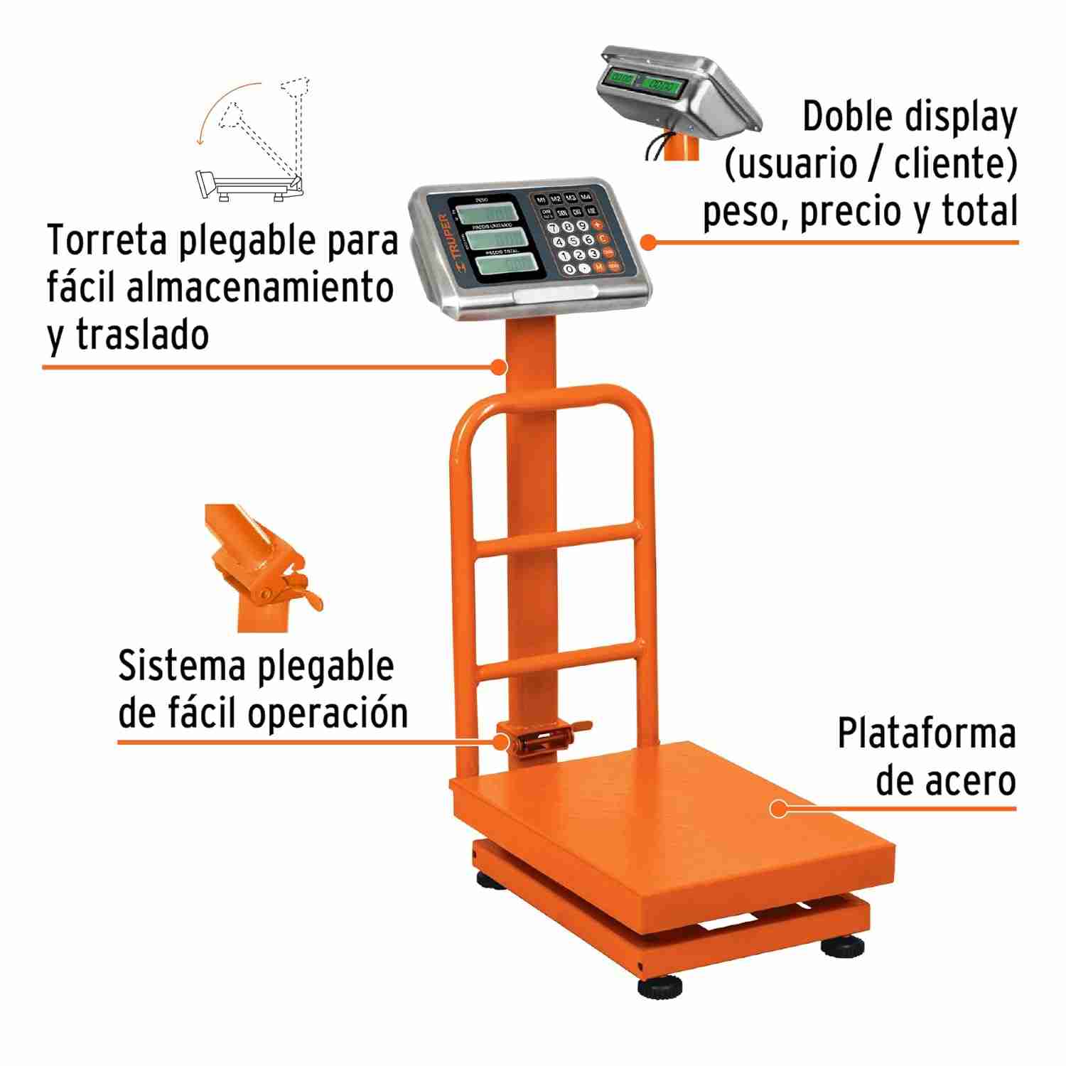 Báscula de Plataforma Truper BAS-80PLA 80 kg Mostrador - Imagen 2
