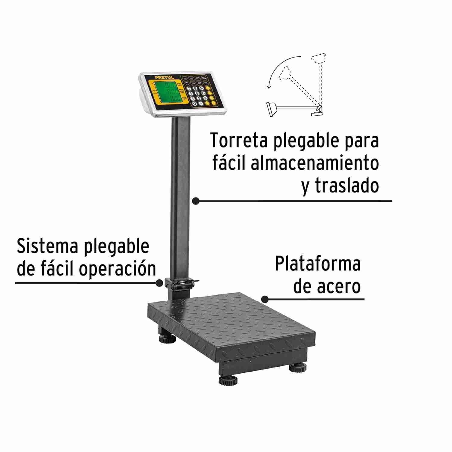 Báscula Plataforma Plegable Pretul 200 kg LCD - Imagen 2