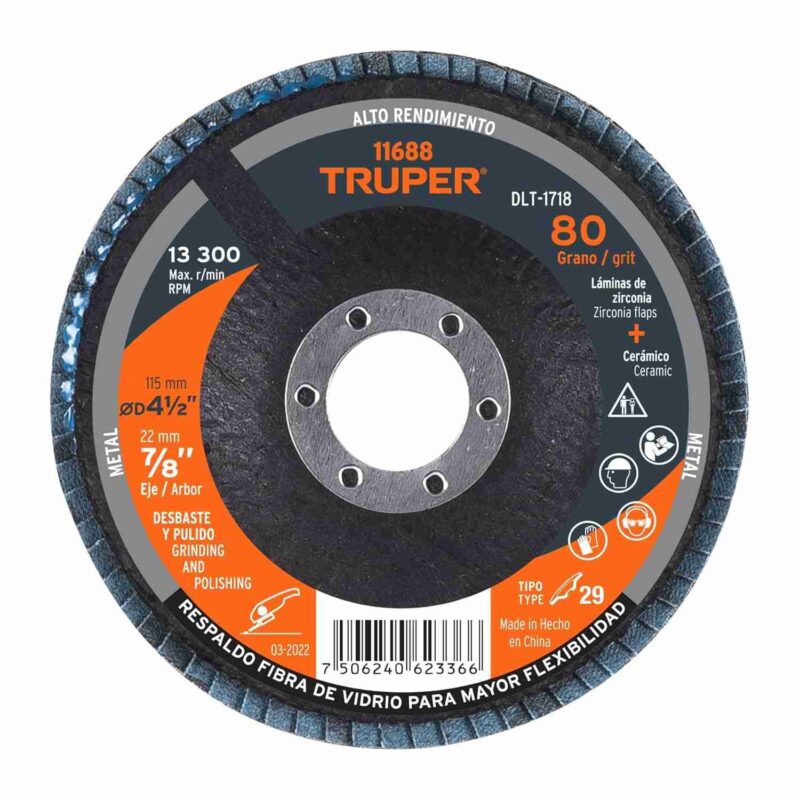 Disco Laminado Truper 7 Pulgadas Grano 80 Zirconia