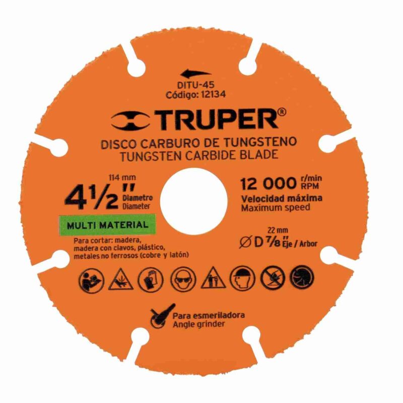 Disco Multimaterial Truper 4-1/2 Carburo Tungsteno