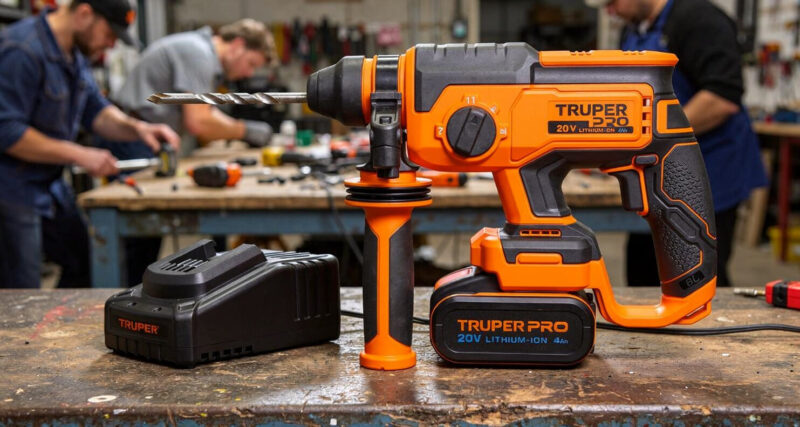 Rotomartillo SDS Plus Inalámbrico Truper Pro ROEI-20A 20 V brushless con batería 4 Ah