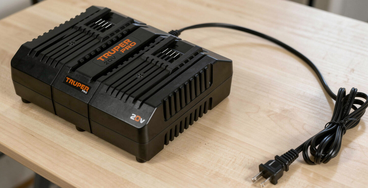 Cargador Dual Pretul PRO CARD-20A 20 V con 2 ranuras simultáneas