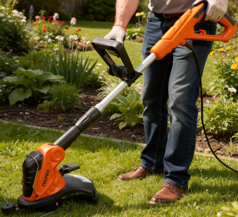 Desbrozadora Eléctrica Truper DES-550 550 W con mango tipo D ergonómico y cabezal de corte de 13".