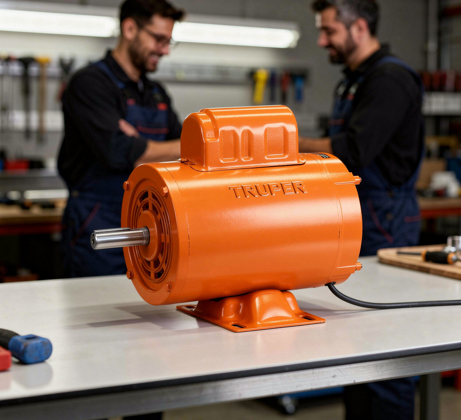 Motor Eléctrico Monofásico Truper MOE-1/2A 1/2 HP alta velocidad con carcasa de aluminio y pies de montaje.