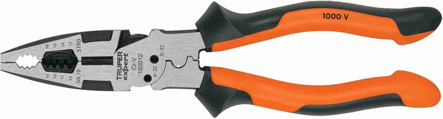 Pinza Multiuso Truper Expert PMU-8EX 8" electricista con punta larga