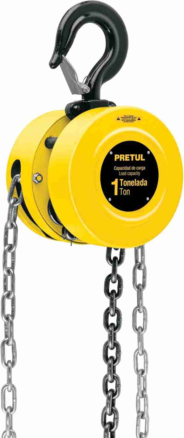 Polipasto de Cadena Pretul POL-1P 1 Tonelada con cadena de acero