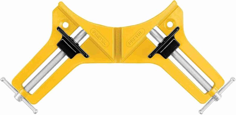 Prensa Esquinera Pretul PESQ-3P 3" con cuerpo de aluminio y mango ergonómico para ángulos de 90°.