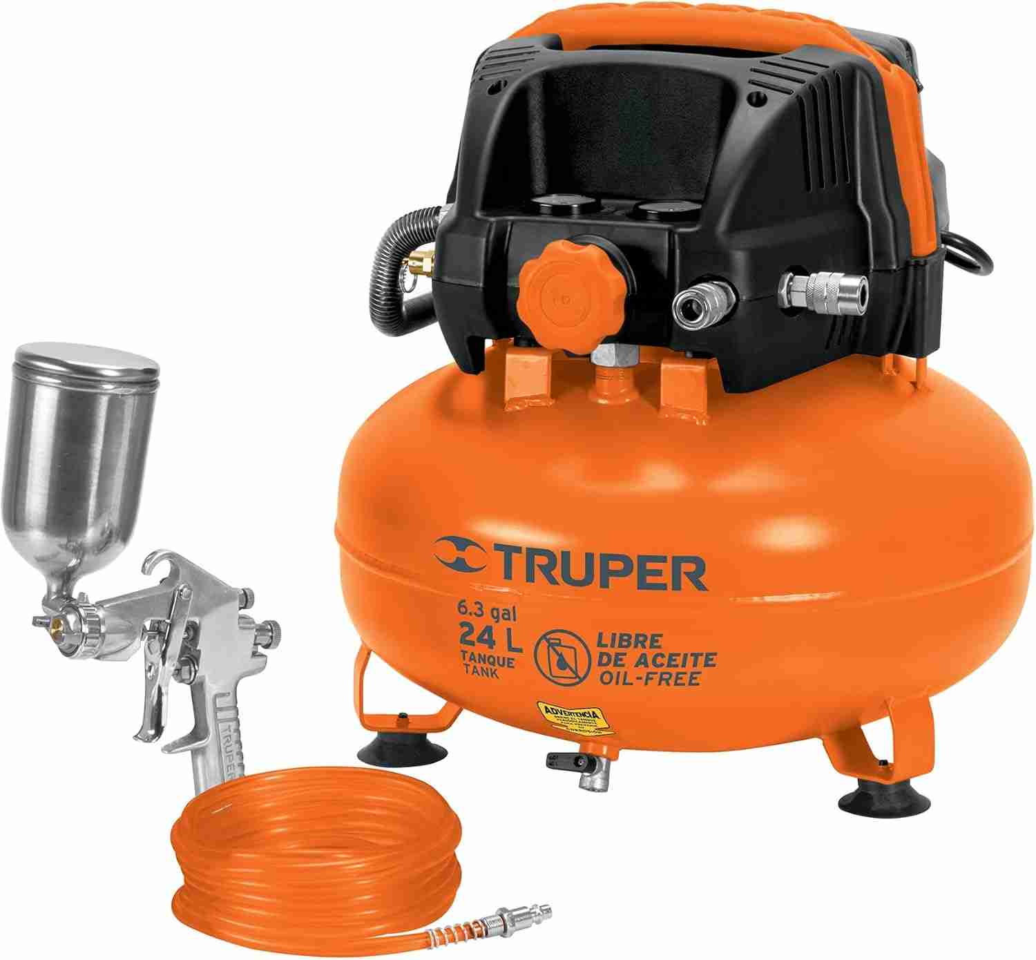 Kit Compresor Libre de Aceite Truper COMP-KIT24S 24 L con pistola de inflado y manguera de 5 m.