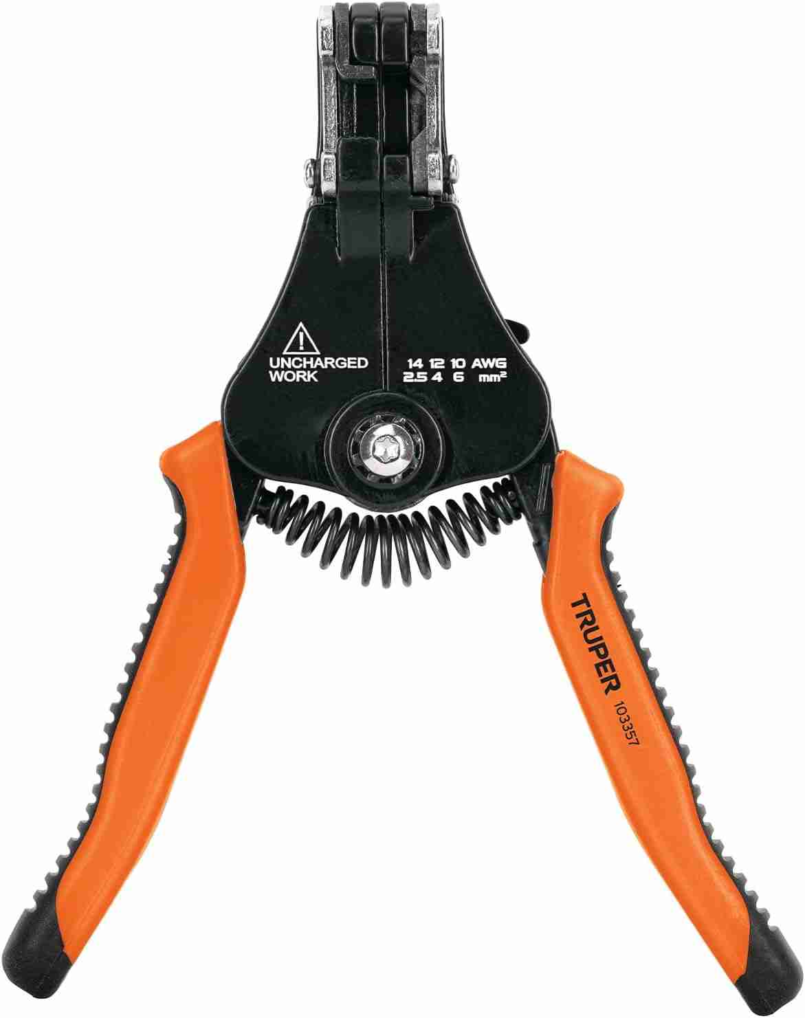 Pinza Pela Cables Automática Truper PE-CA-65 6.5" con mango Comfort Grip y mecanismo automático para cables 14-10 AWG.