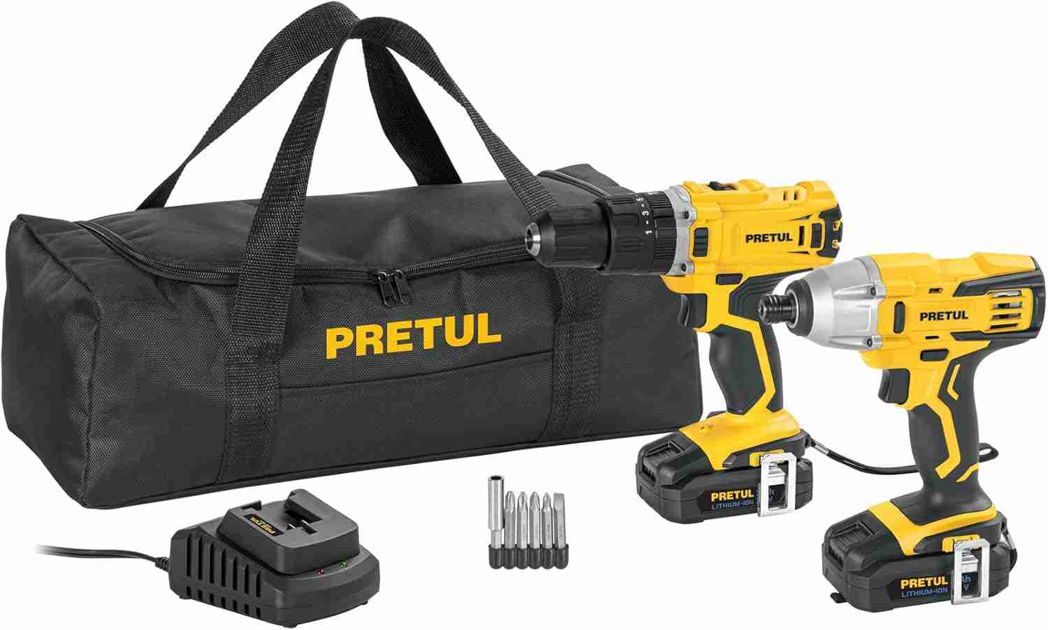 Combo Rotomartillo + Destornillador Impacto Inalámbrico Pretul 20V con 2 baterías
