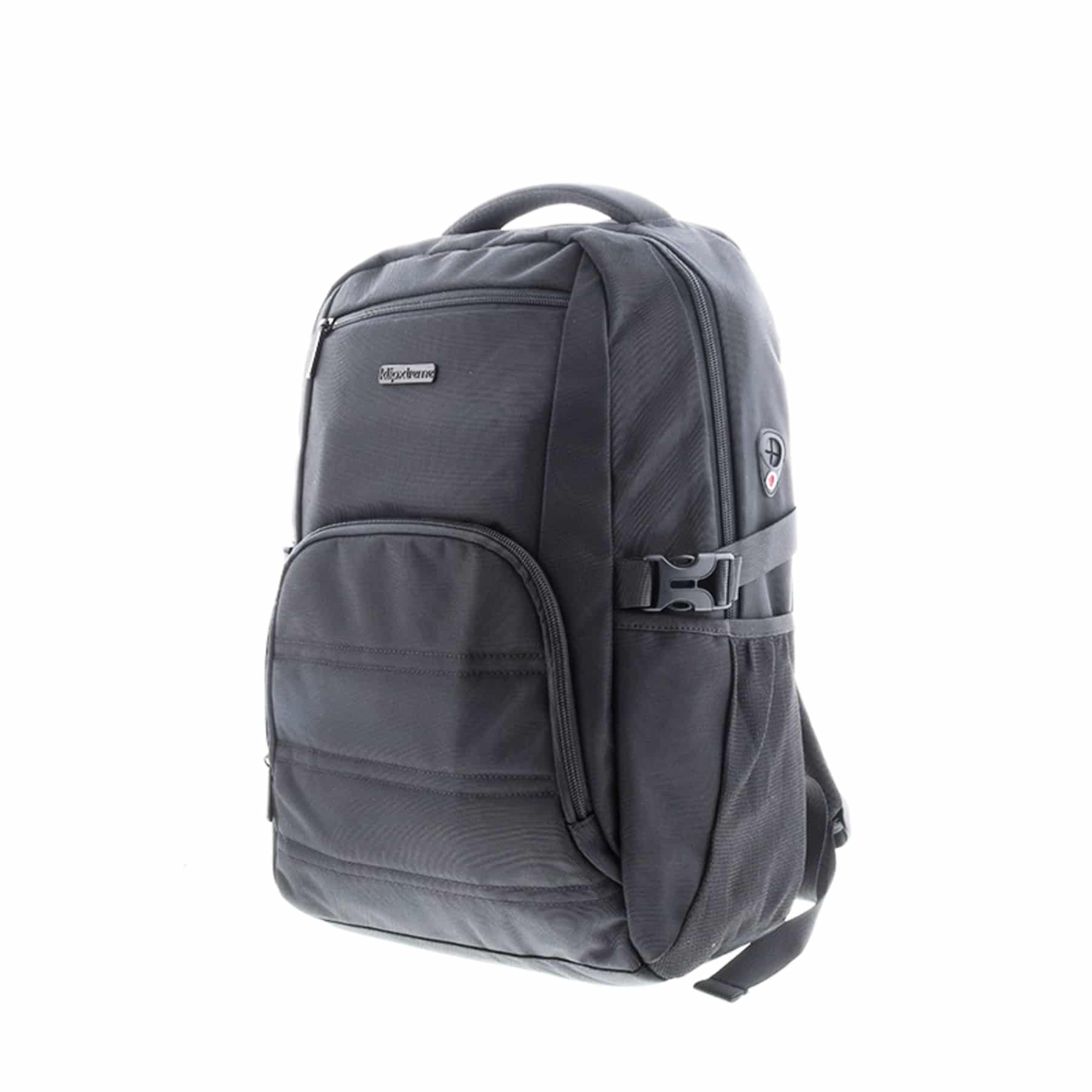 Morral de viaje Klip Xtreme KNB-582 negro para portátil 15.6 con bolsillo frontal, malla lateral y correa con hebilla
