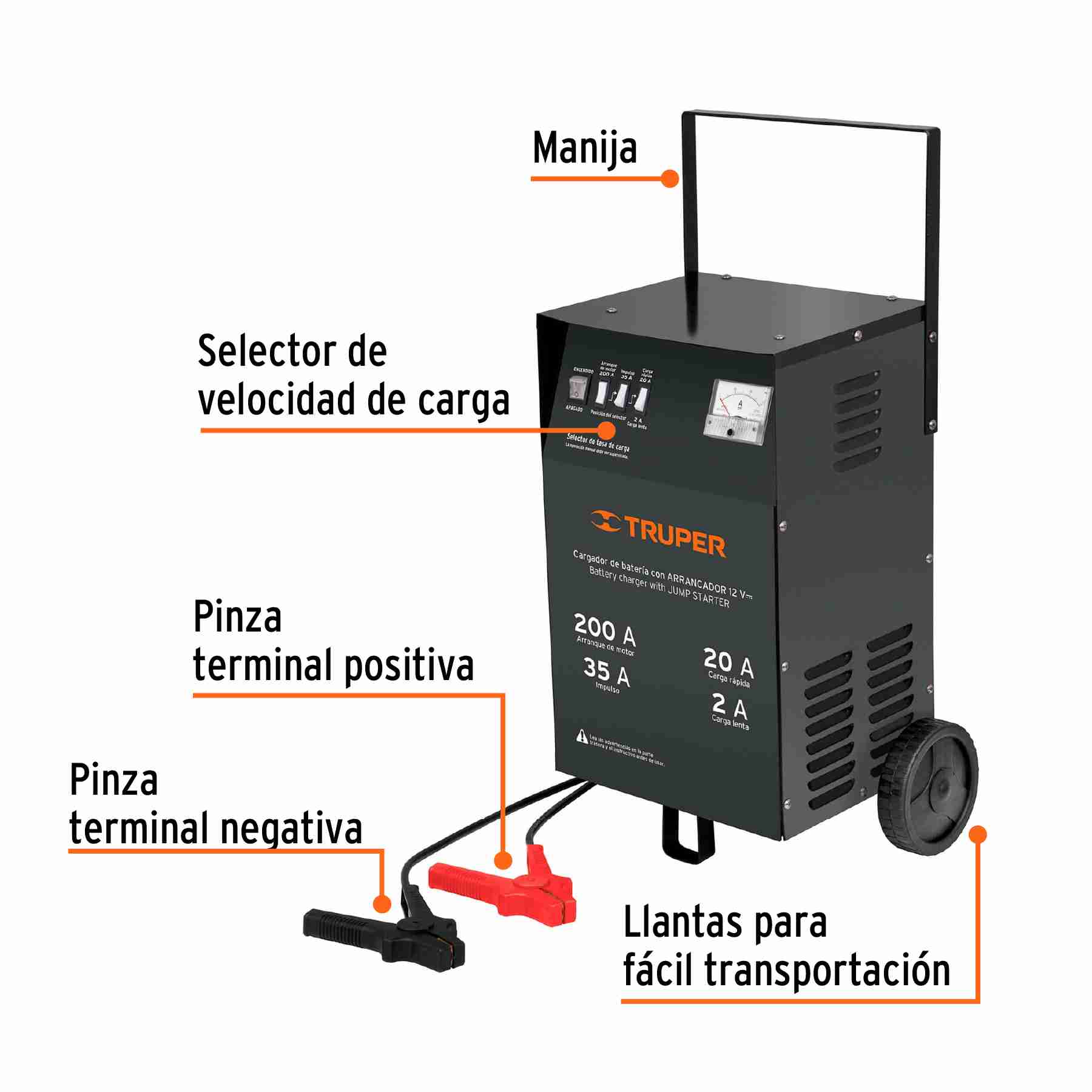 Cargador De Baterias 12 Volts 200A Truper - Imagen 3