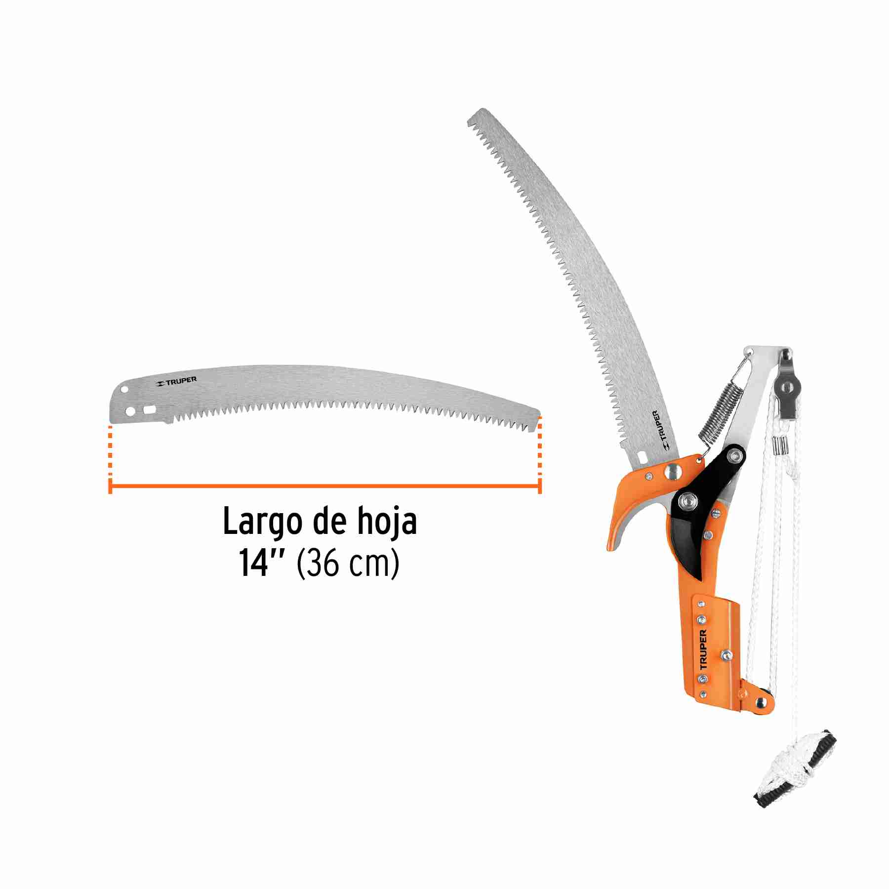 Tijeras para podar árboles Truper TR-82 con medida del serrucho curvo de 14 pulgadas (36 cm) de largo de hoja