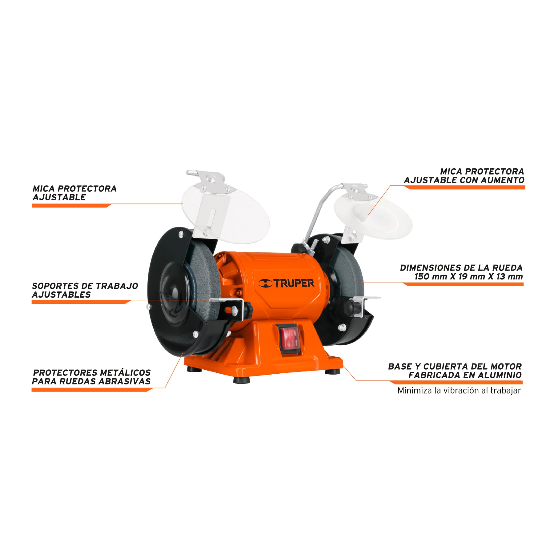 Esmeril De Banco 6" De 1/2 Hp Truper - Imagen 4