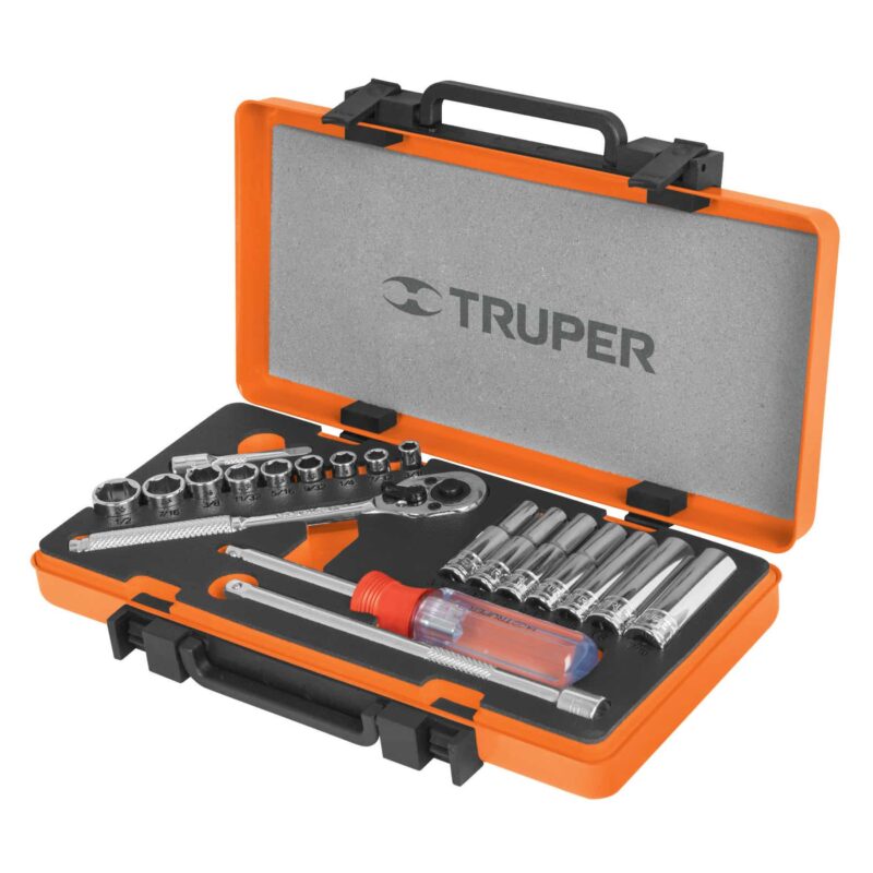 Juego de Copas Mm Cuadro 1/4" con 21 Piezas Truper