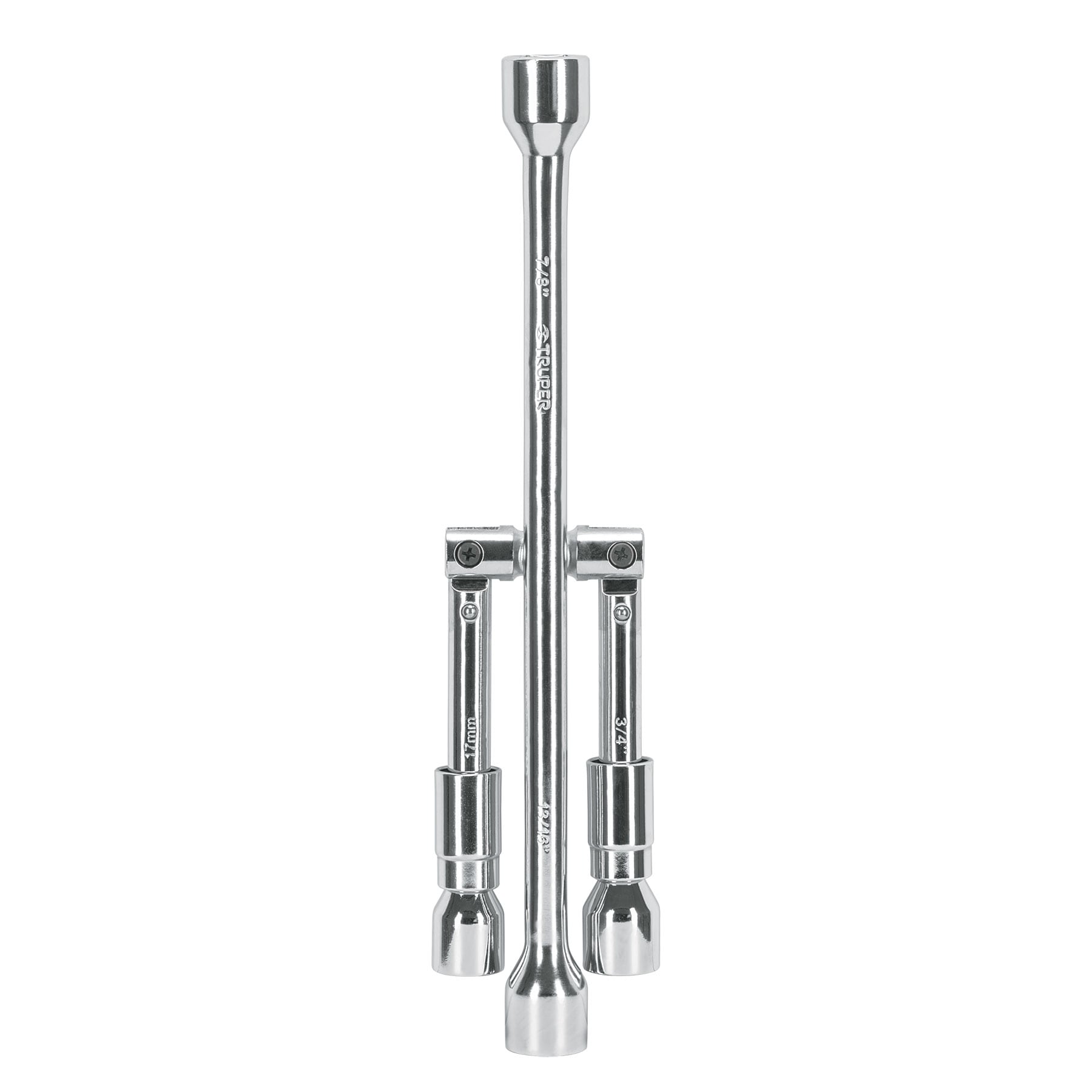 Cruceta plegable Truper con los brazos laterales recogidos junto al cuerpo central para guardarla en el baúl del carro