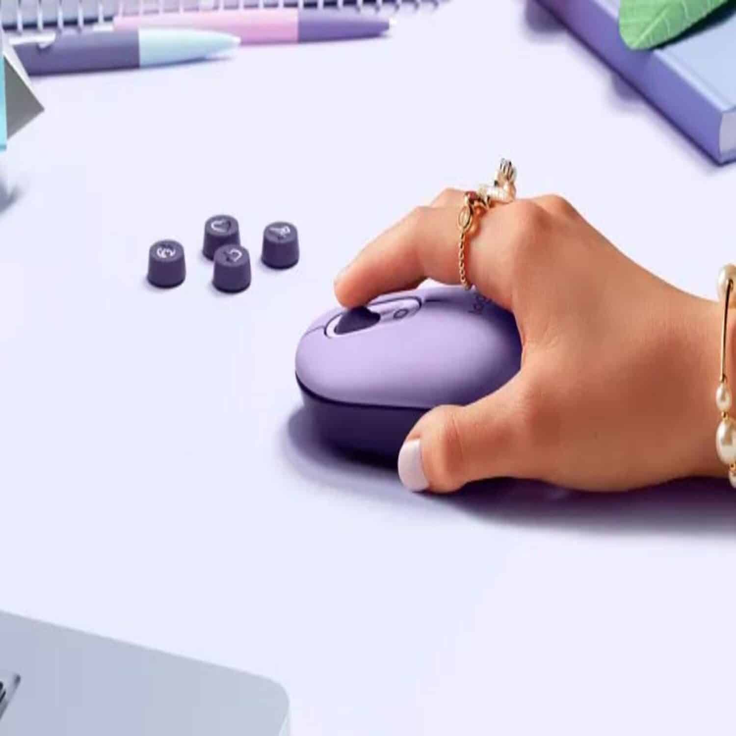 Mouse Bluetooth Logitech POP Cosmos Lavanda USB - Imagen 9
