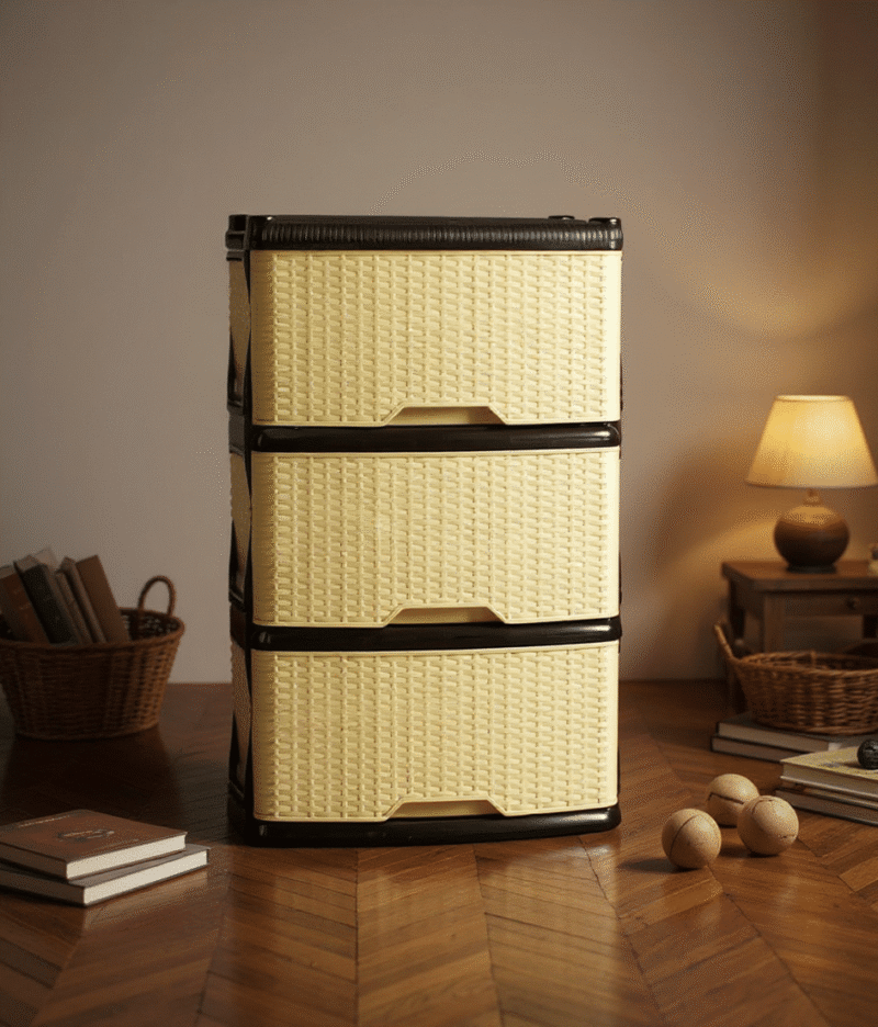 Cajonera Organizadora Rimo Rattan 3 Cajones Wengue