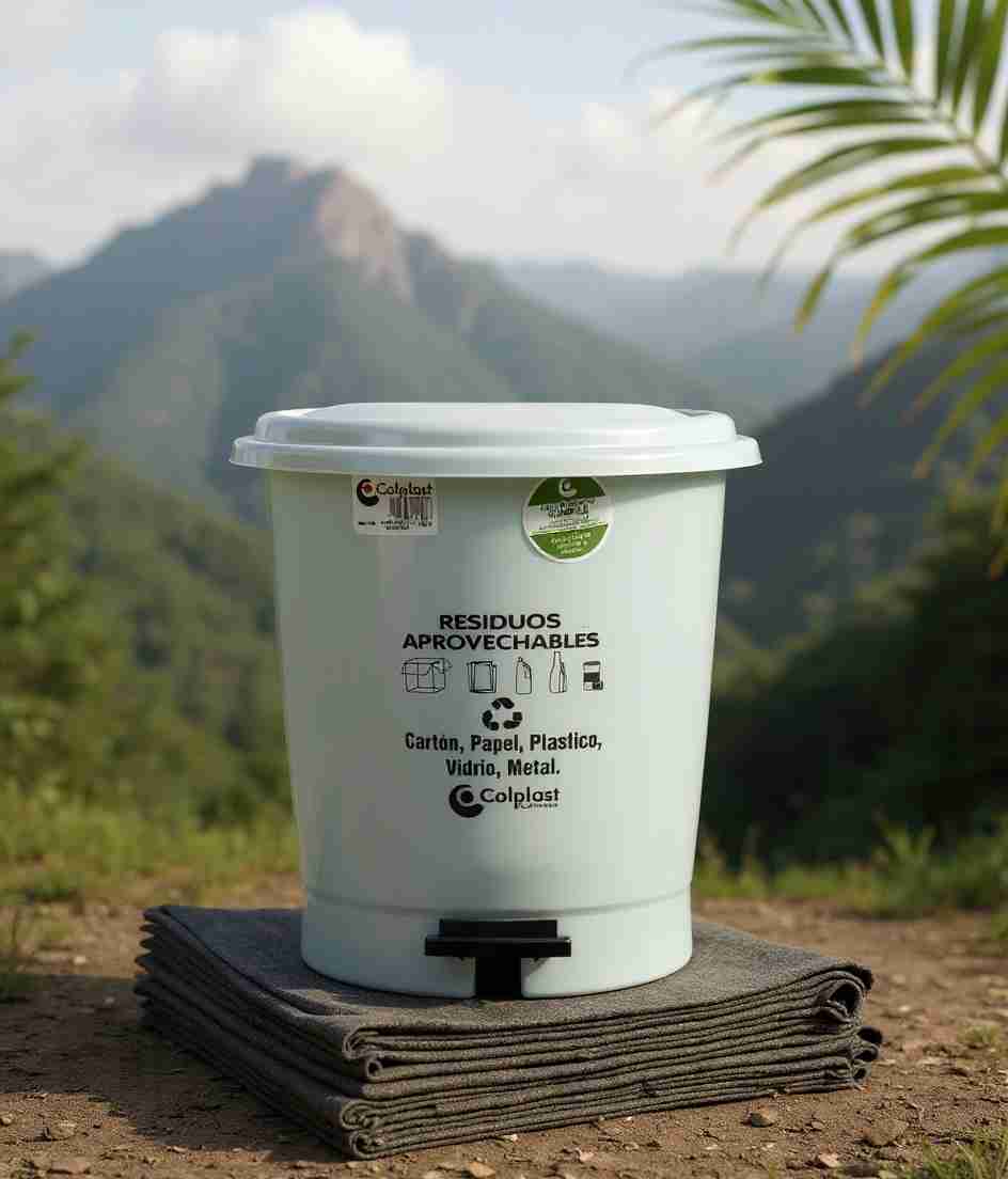 Papelera Pedal 12L Colplast Redonda Manos Libres - Imagen 7