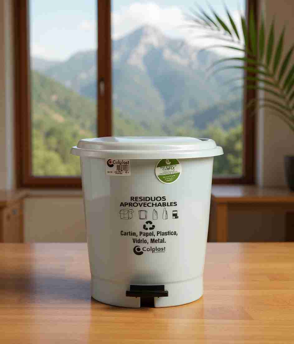 Papelera Pedal 12L Colplast Redonda Manos Libres - Imagen 8