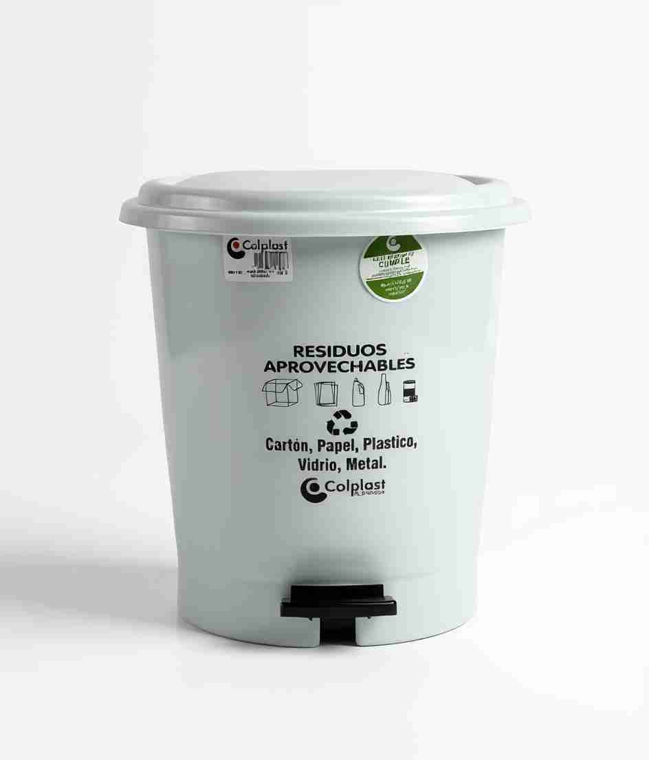 Papelera Pedal 12L Colplast Redonda Manos Libres - Imagen 2