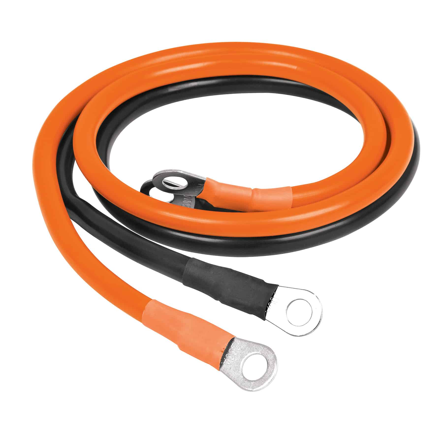 Cables de alimentación del inversor de corriente 1500W Truper, naranja y negro, con terminales de ojo para la batería