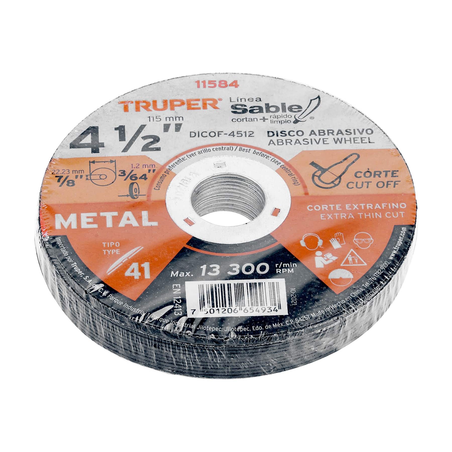 Disco de Corte Fino Metal 4 1/2 Truper 1.2mm T11584 - Imagen 2