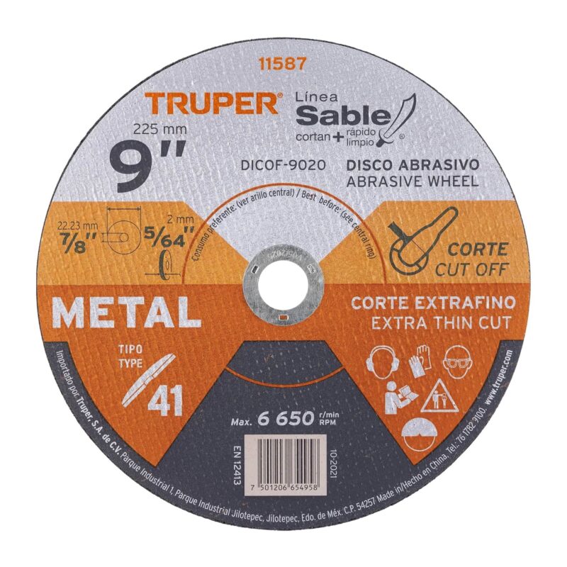 Disco de Corte Fino Metal 9" Truper T11587 2mm
