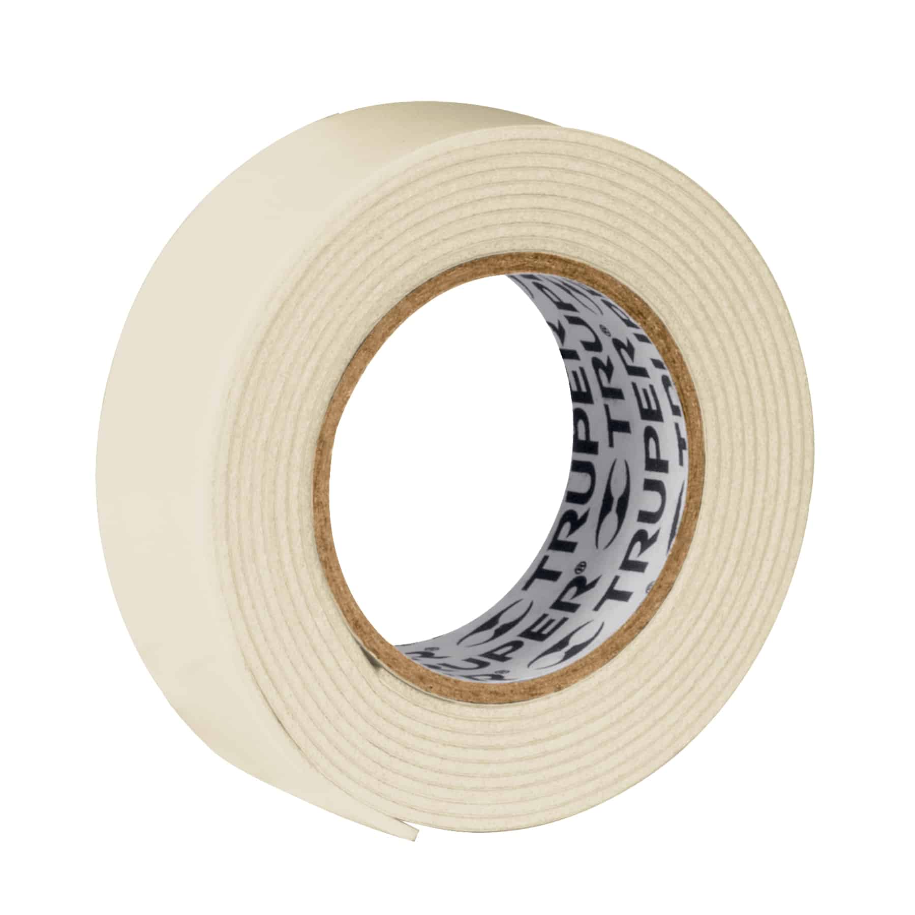 Rollo de cinta de montaje doble cara Truper de espuma blanca 19 mm x 1,5 m con núcleo de cartón y liner con logo
