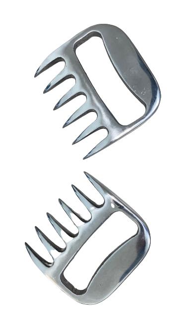 Garras para desmenuzar carne de aluminio pulido, par tipo garra de oso con seis puntas y agarre de puño