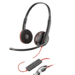 Audífonos estéreo corporativos HP Poly Blackwire con cables de conexión USB-C y adaptador USB-A