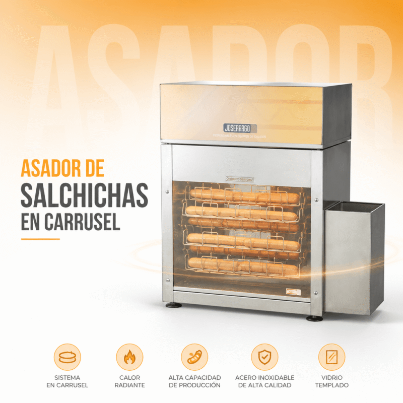 Asador de salchichas tipo carrusel Joserrago M-1430 48 salchichas 36 panes