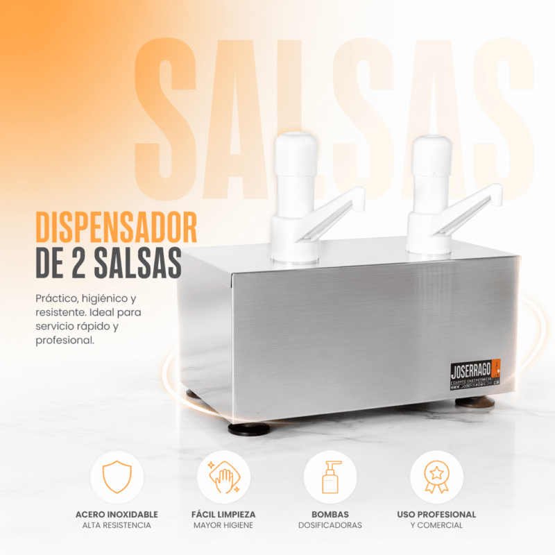 Dispensador de 2 salsas 5 L Joserrago M-1552 acero inoxidable