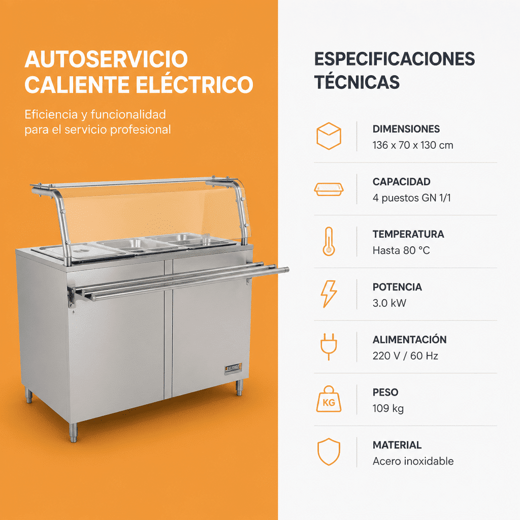 Autoservicio caliente a gas 30.000 BTU Joserrago M-769 acero inoxidable - Imagen 6
