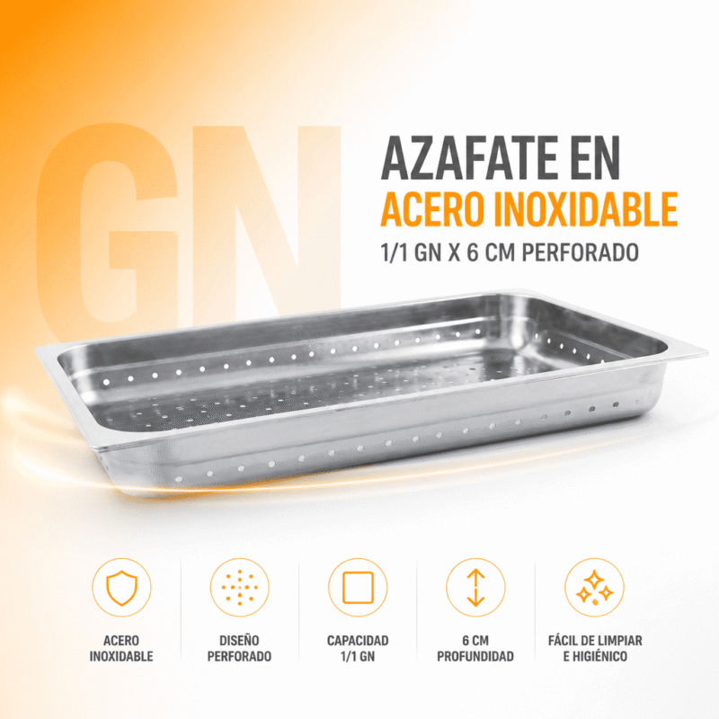 Azafate gastronorm 1/2 GN x 10 cm Joserrago M-C22100 acero 7 litros