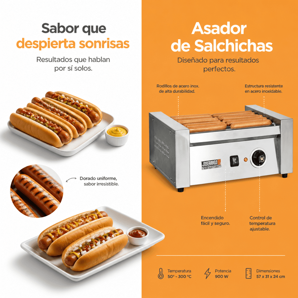 Asador de salchichas rotatorio Joserrago M-RG7 7 rodillos 12 salchichas - Imagen 5